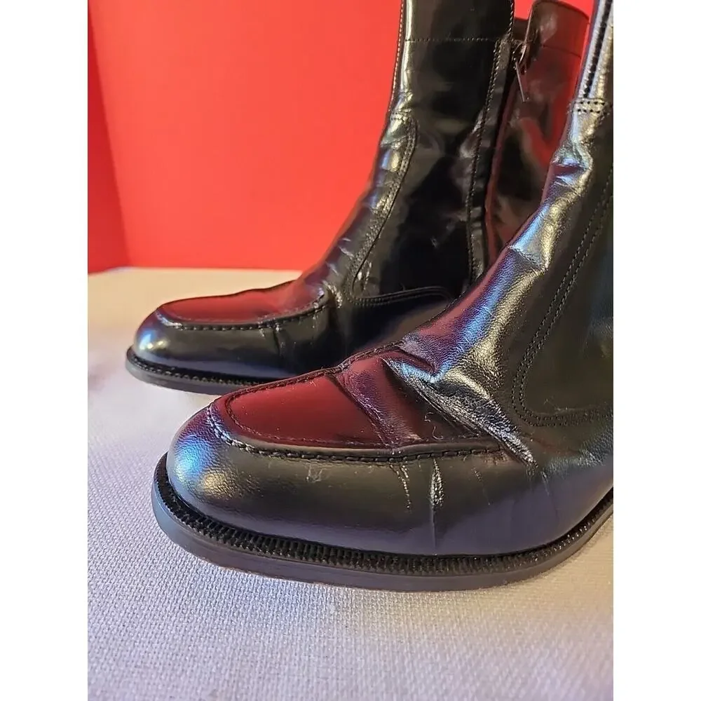 Florsheim Mens Boots Shoes Black Leather Side Zipper 17074-01 Sz 8.5 D